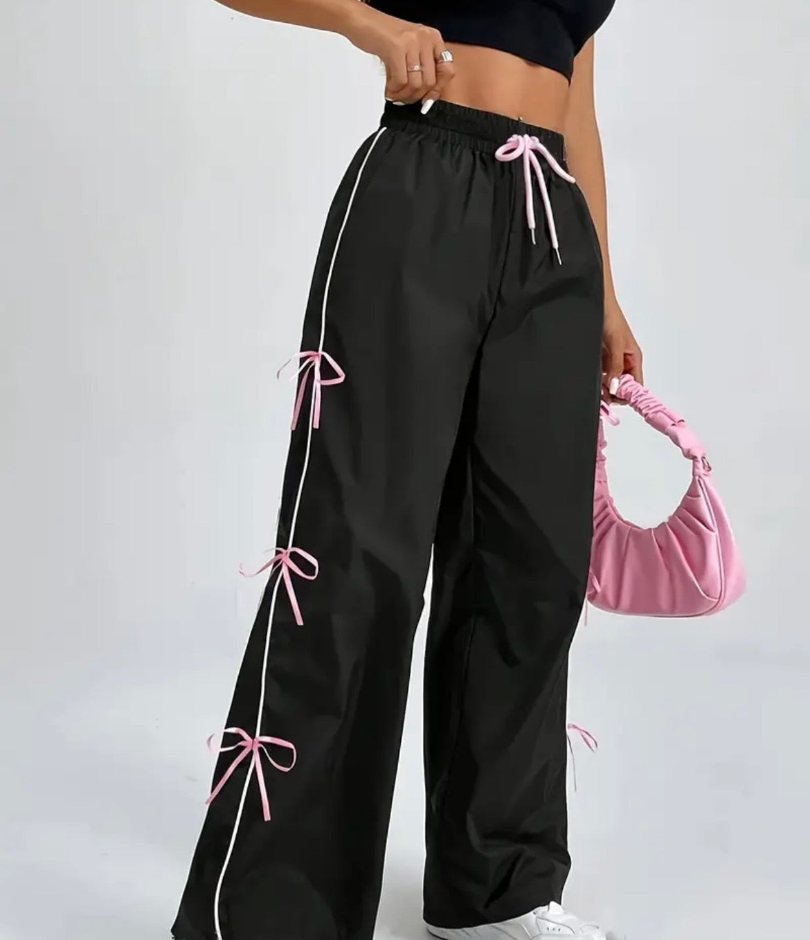 Wide leg “pink bow” bottoms