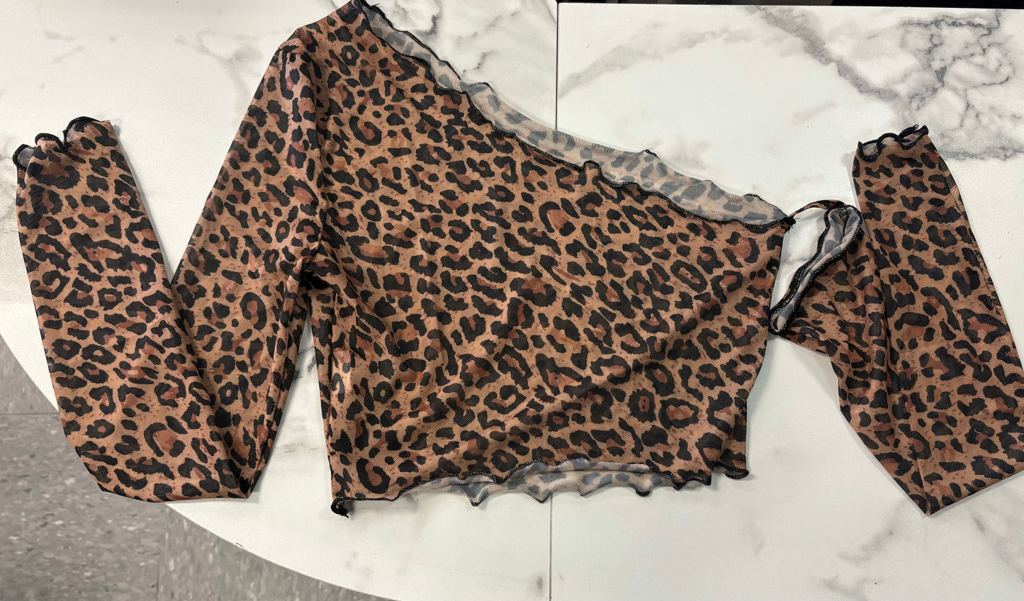 Off shoulder cheetah top